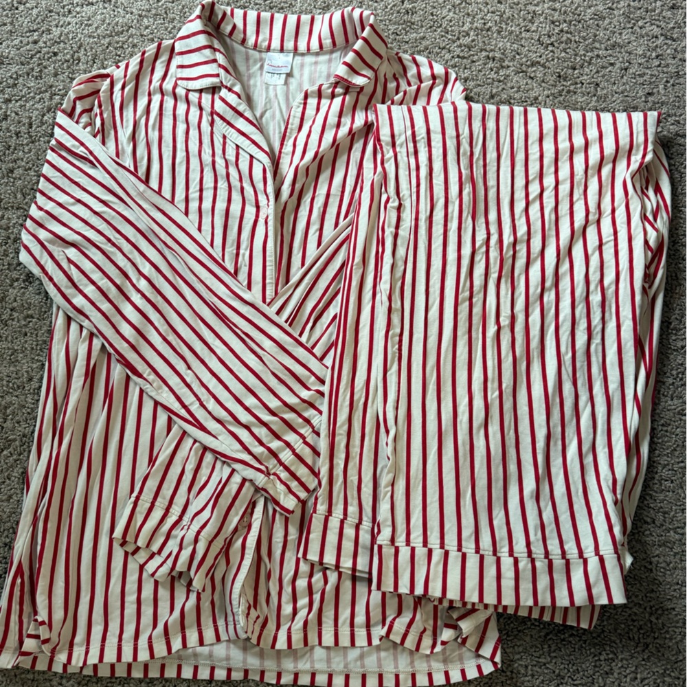 Red and White Striped Pajama Set